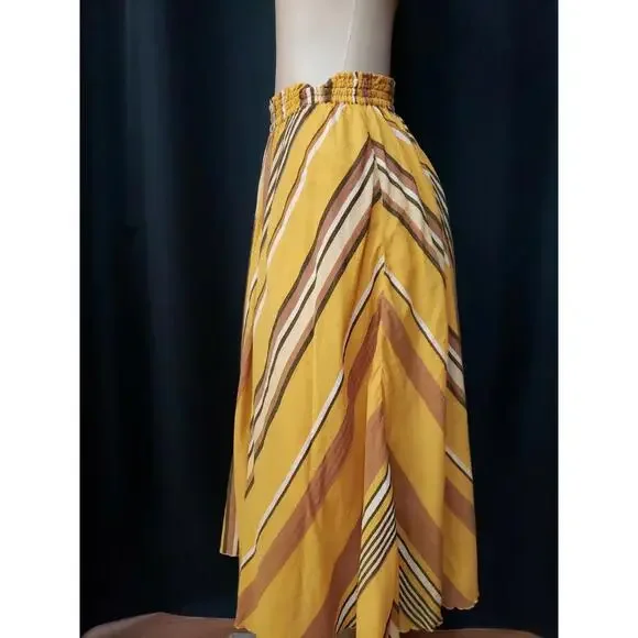 NE QUITTEZ PAS Striped Midi mustard Size S Womens midi Skirt #CB4 - Picture 6 of 12